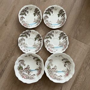 Vintage “old Avon dale” J&G Meakin England 6 PCs -‎ 2 Plates, 2 Bowls, 2 Saucers
